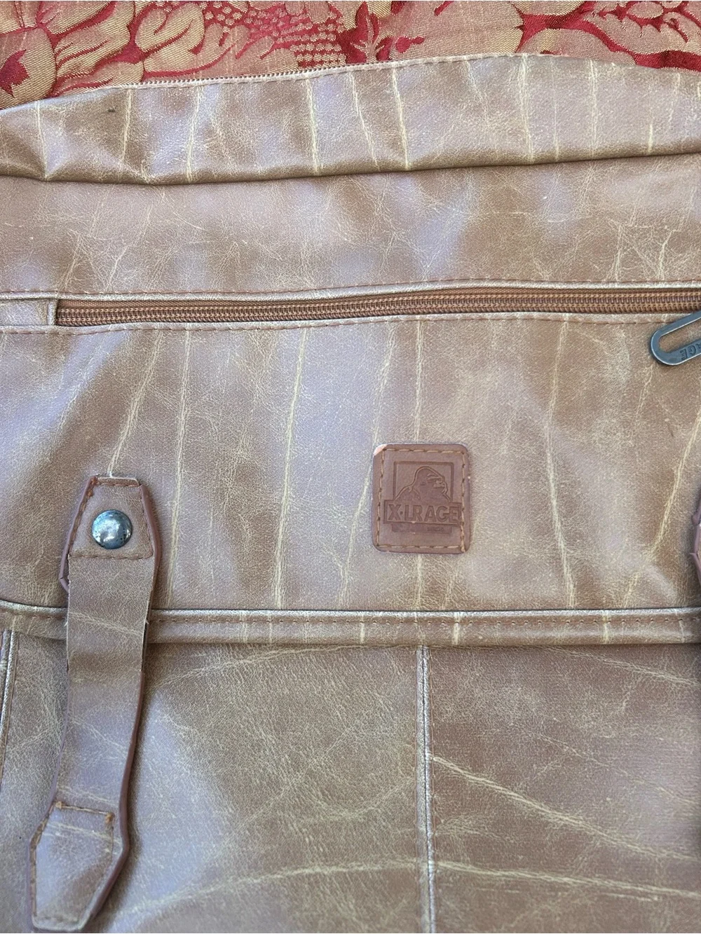 X-Large (the brand) tan leather messenger tote bag with strap